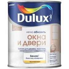 Краска акриловая Dulux Легко Обновить - Окна и двери моющаяся полуматовая белый 0.75 л