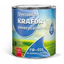 Грунтовка ГФ-021 по дереву и металлу Krafor, алкидная, 20 кг, серая