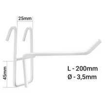 Крючок на сетку одинарный, L=20, d=3,5мм, цвет белый