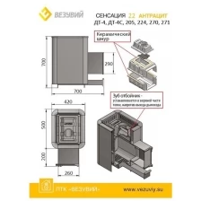 Везувий Чугунная печь для бани Везувий Сенсация 22 Антрацит (Дверь: 224)